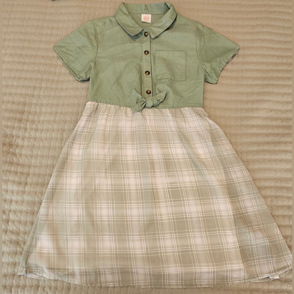 Wonder Nation Sage and Plaid Kids Dress